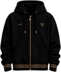 Siyah fermuarlı kapüşonlu sweatshirt