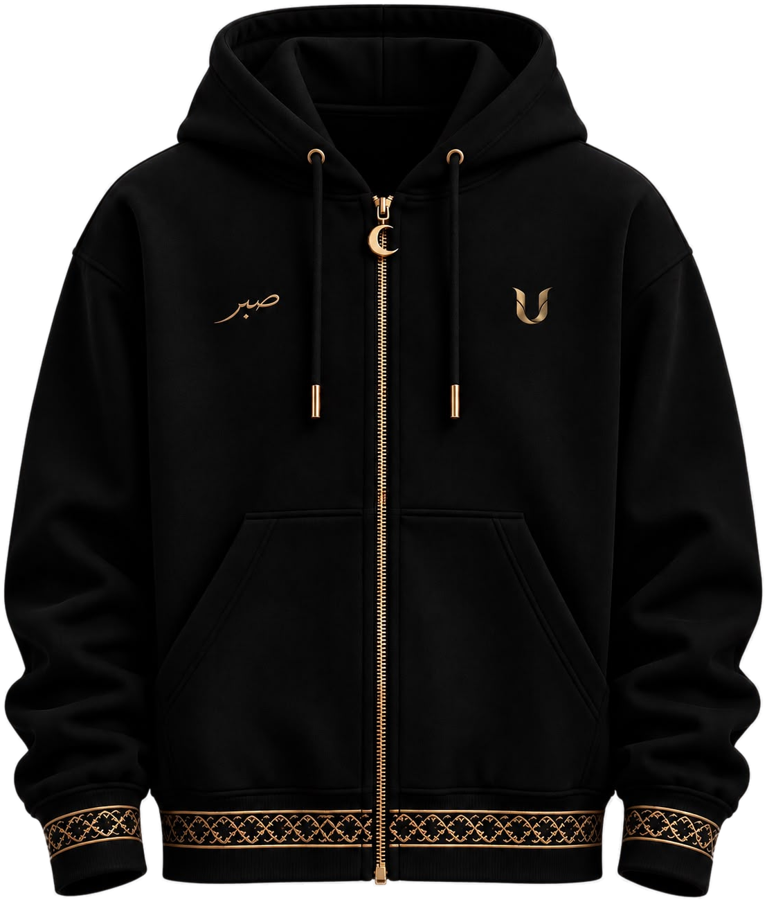 Siyah fermuarlı kapüşonlu sweatshirt
