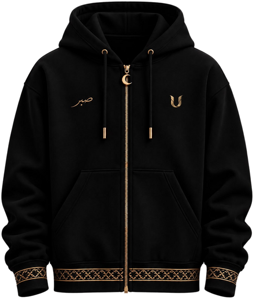 Siyah fermuarlı kapüşonlu sweatshirt