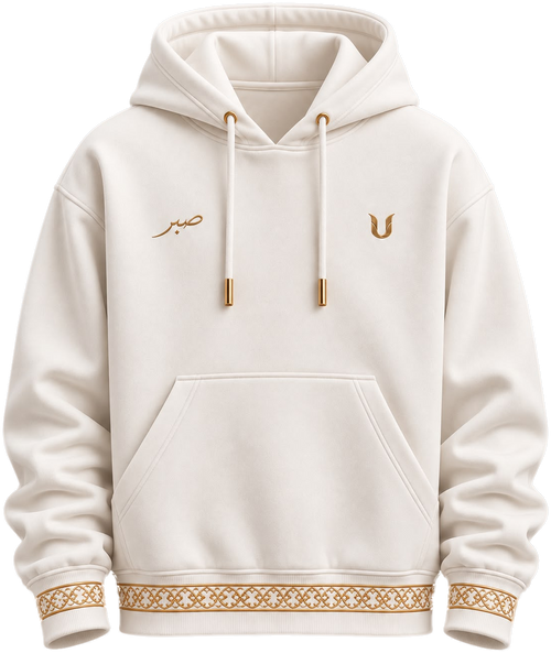 Ekru kapüşonlu sweatshirt